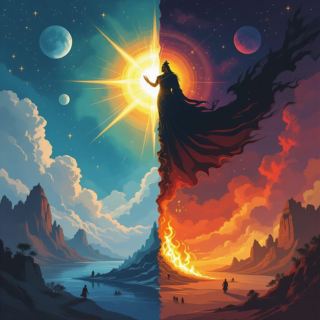 Cosmic Layered Scene: Zoroastrian and Vedic Cosmology