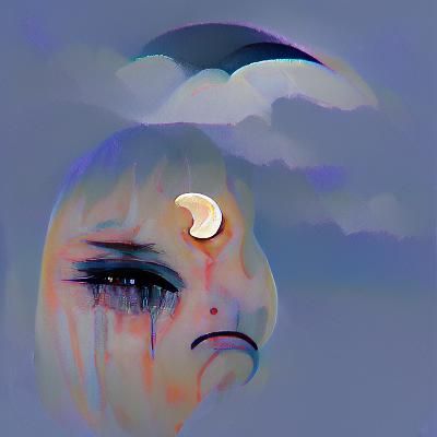 Crying Moon: Evocative AI-Generated Image