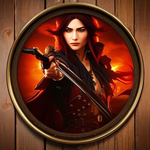 Steampunk Female Pirate Captain Portrait in 8K