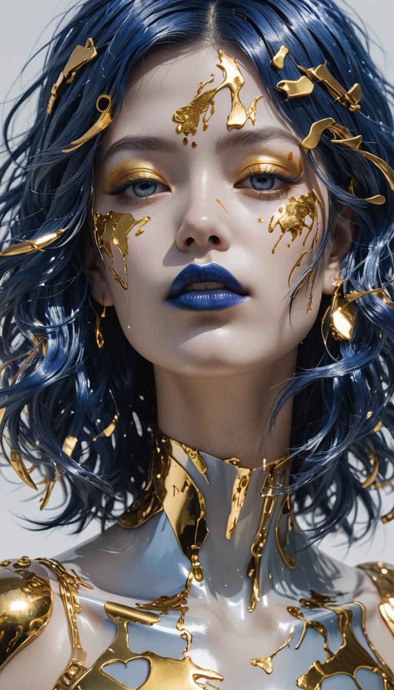 Bioluminescent Faceless Figure in Sorayama Style