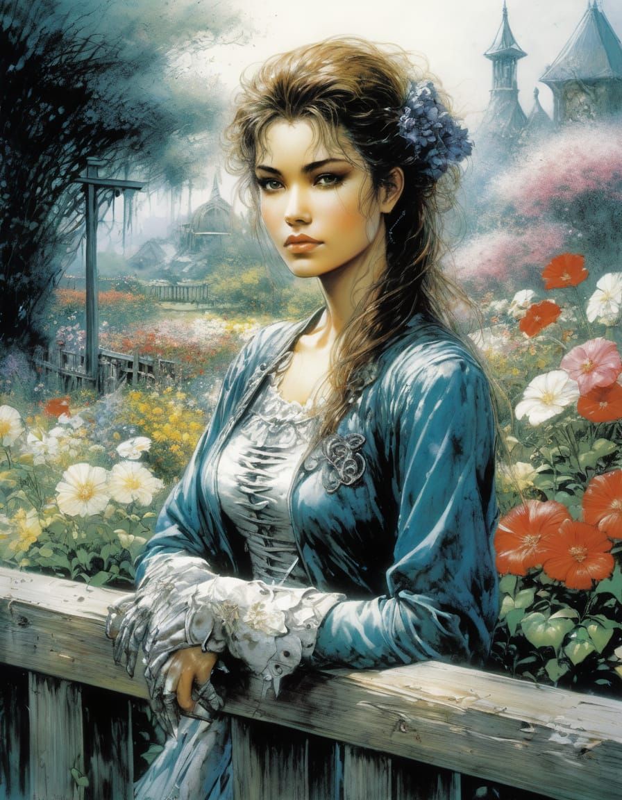 Exotic Beauty in a Vibrant Floral Setting