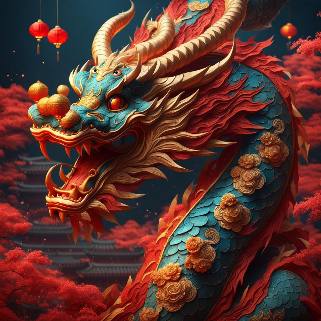 Chinese New Year Dragon in Detailed Matte Painting