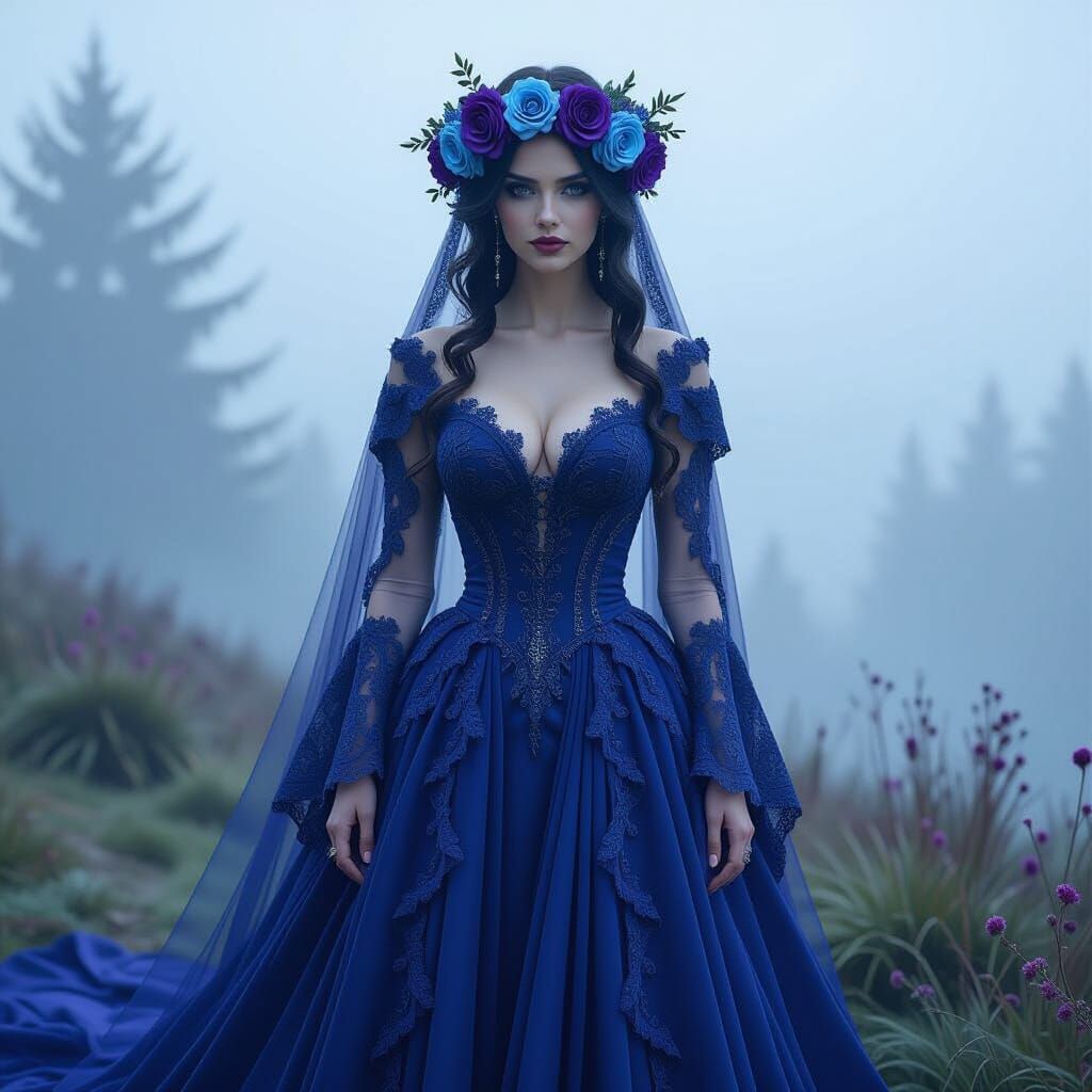 Ethereal Lilith in Gothic Wedding Gown