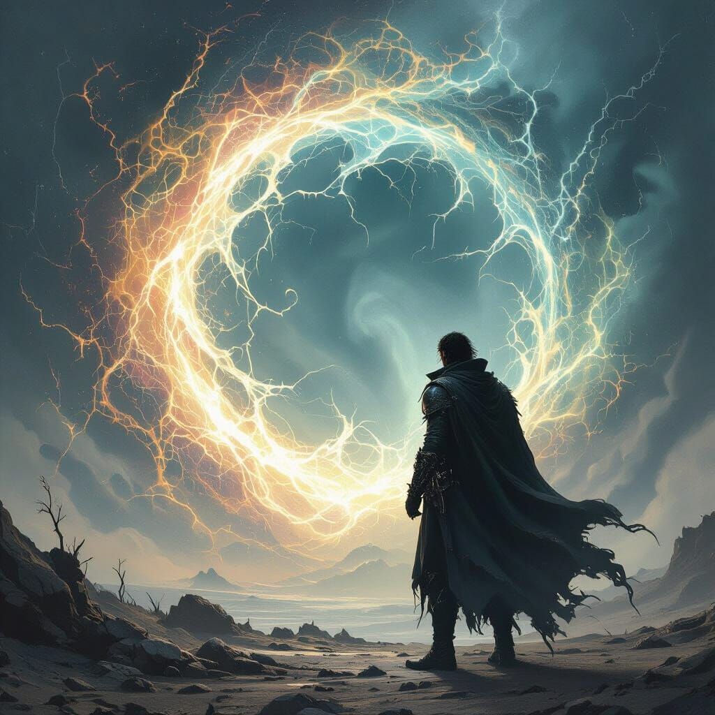 Sigma Male Silhouetted Against a Dimensional Portal