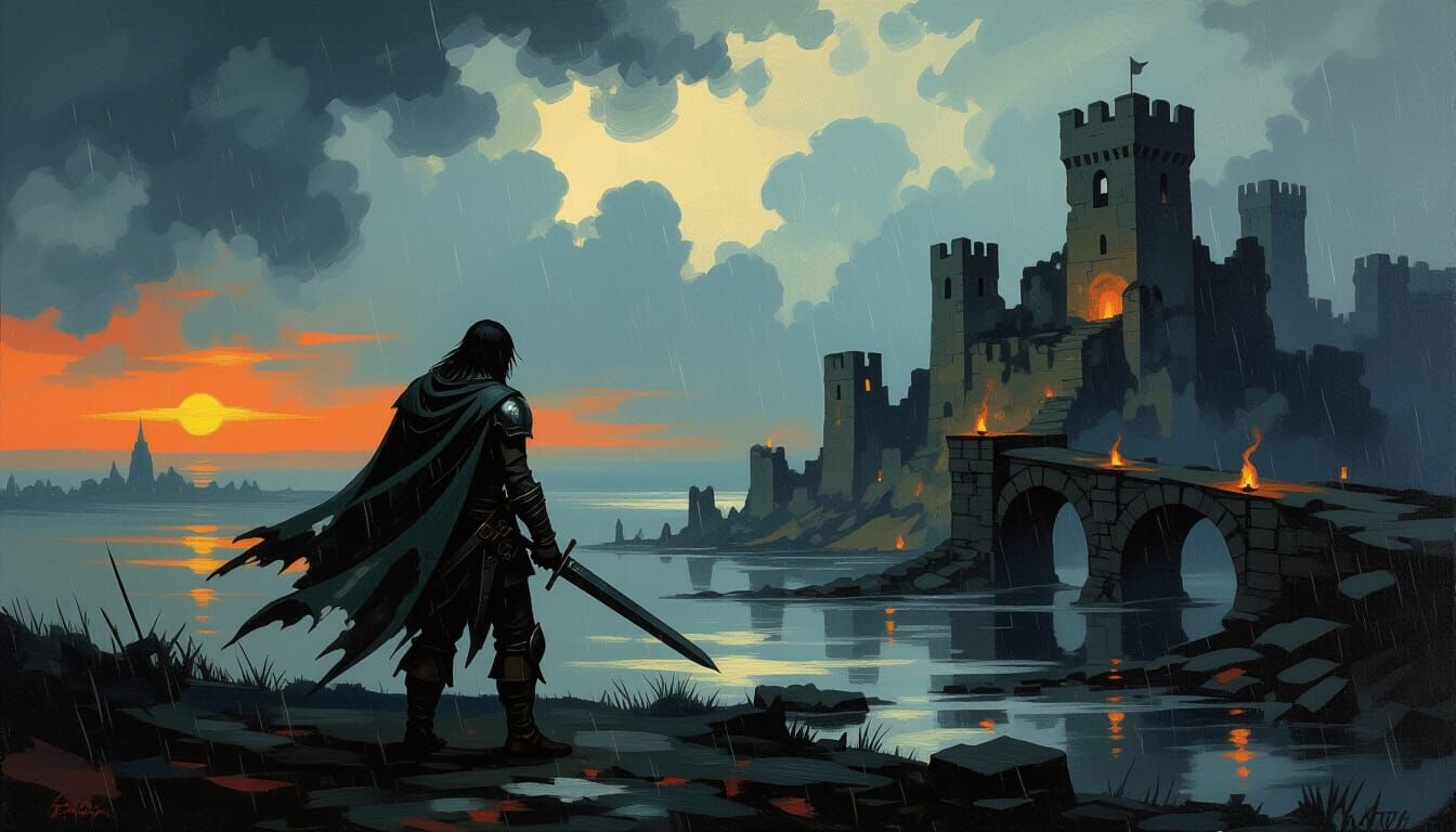 Warrior on Battlefield: Goya-Inspired Oil Painting