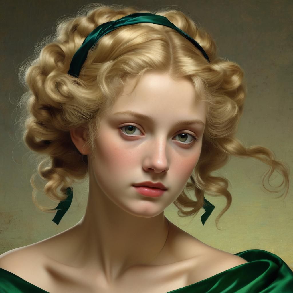 Blonde Woman in Velvet Gown, Classical Portrait