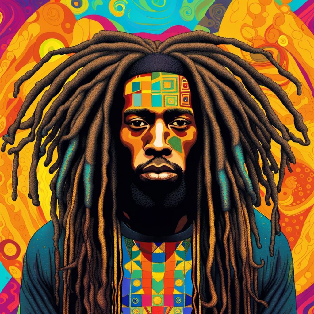 Psychedelic Hip Hop Portrait in Klimt Style