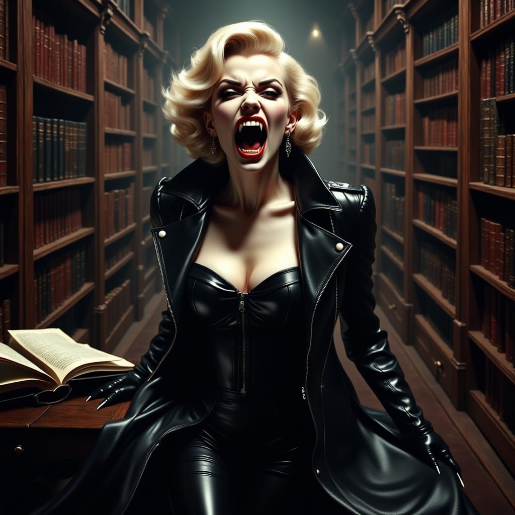 Marilyn Monroe as Dark Gothic Vampire in Leather Jacket and ...