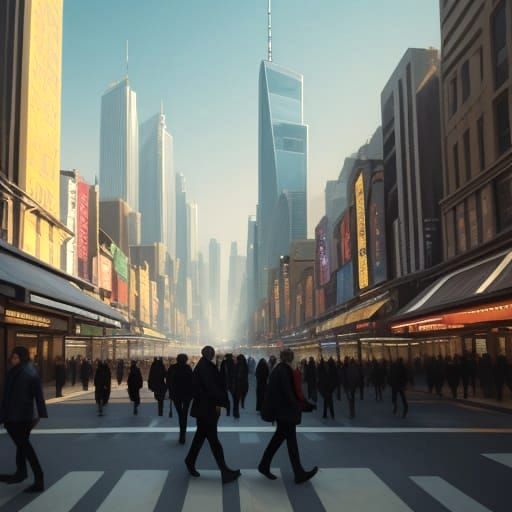 Hyper-Realistic Urban Sunset Scene