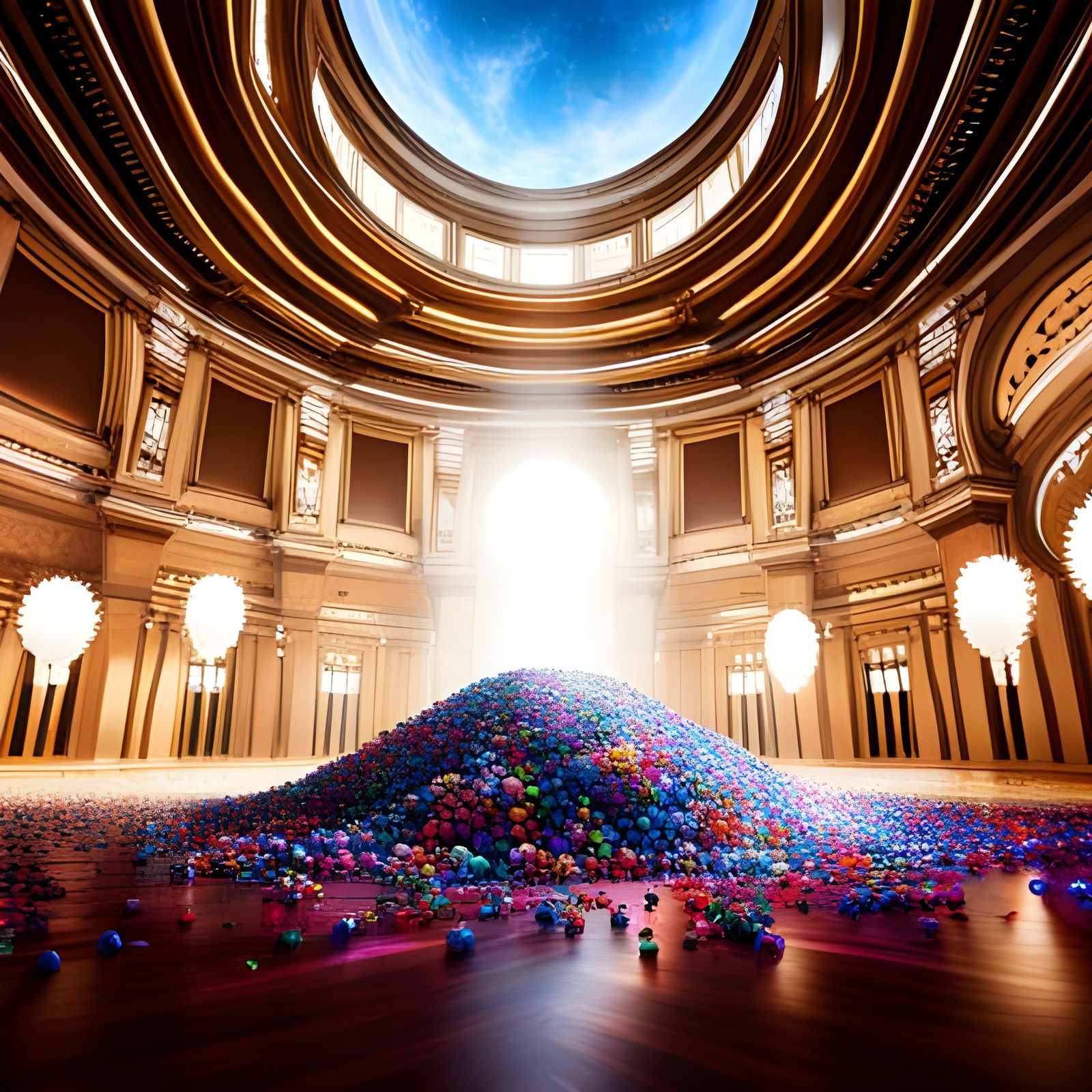 Epic Marble Mound in Baroque Ballroom, Octane Render
