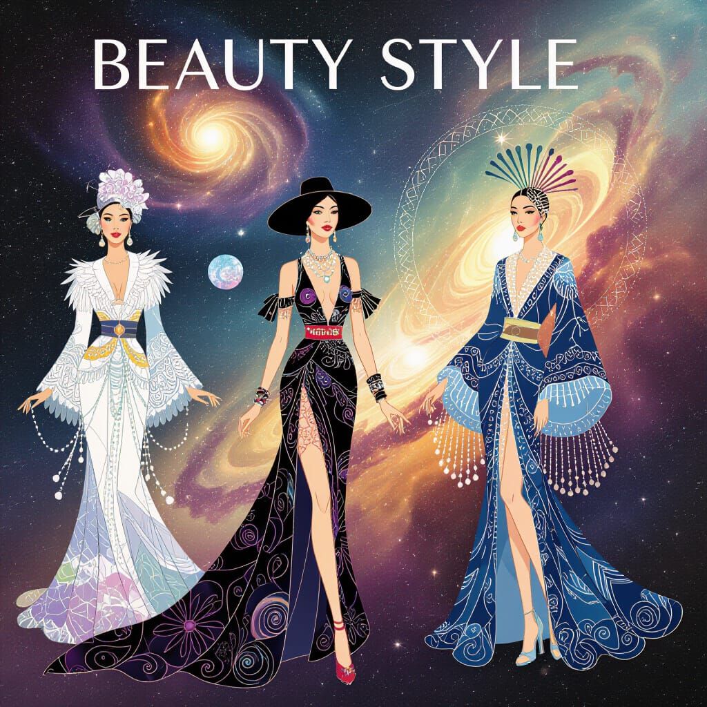 1925 Avant-Garde Fashion in Holographic Cosmic Style