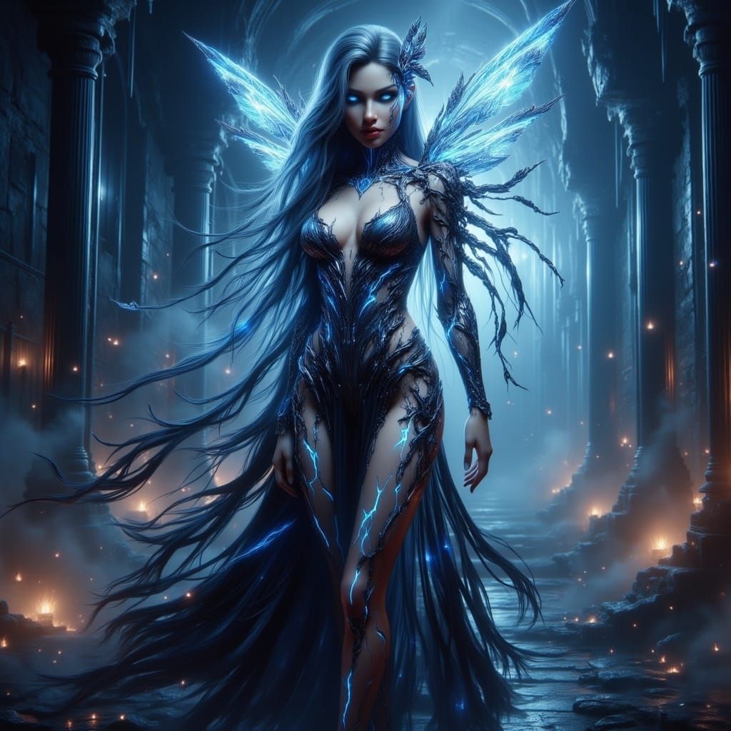 Intricate Fairy with Glowing Accents, Digital Art