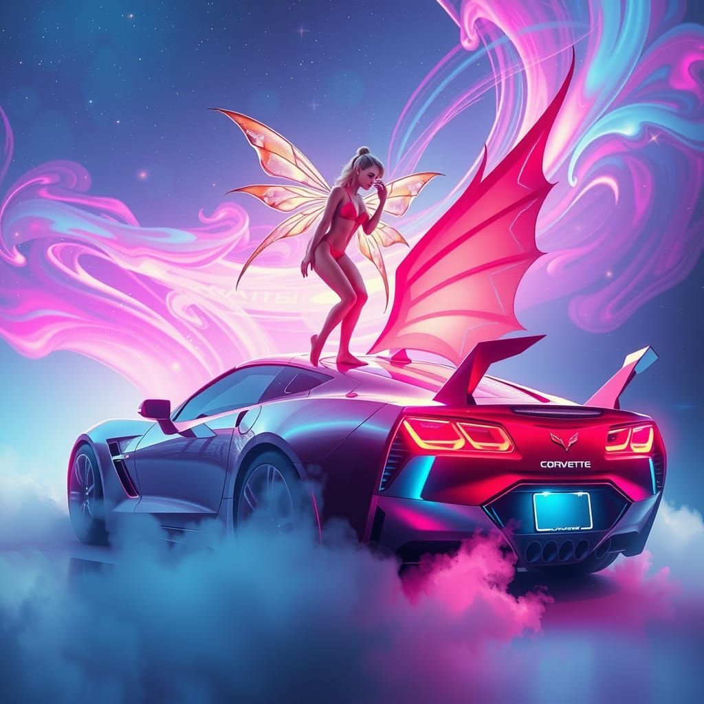 Futuristic  fairy  dragon  super car  corvette
