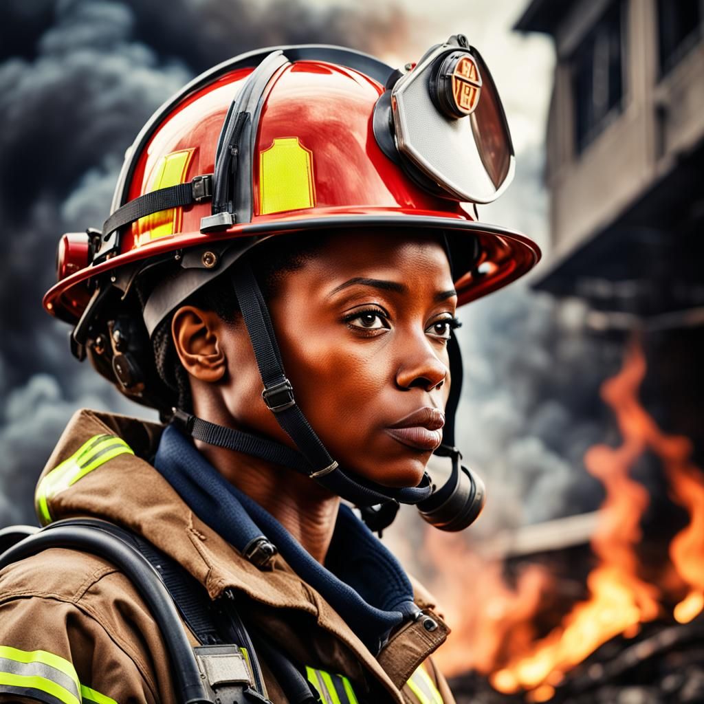 African American Woman Firefighter Portrait