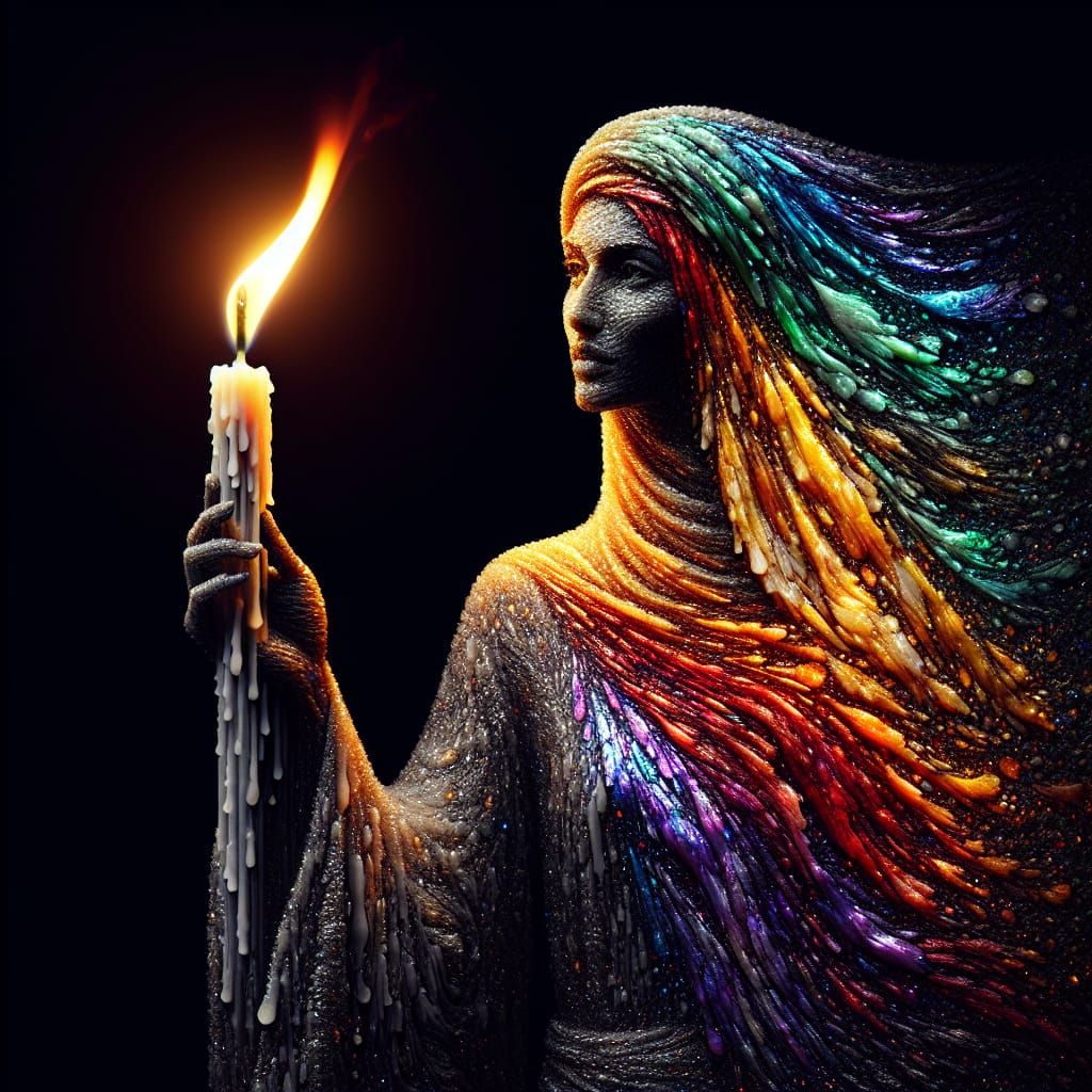 Torches of Hope: A Wax Sculpture of a Middle-Eastern Woman
