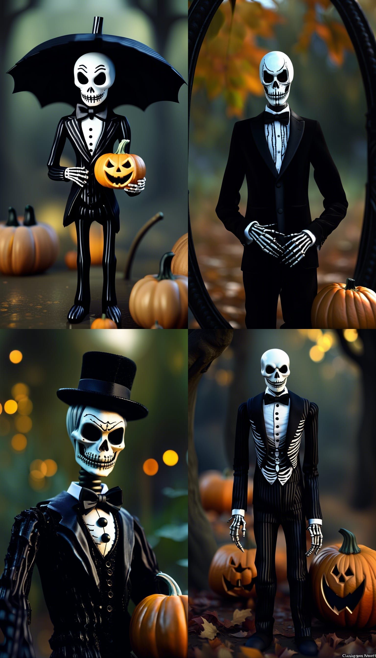Skeleton Jack in Tuxedo as Impressionist Painting