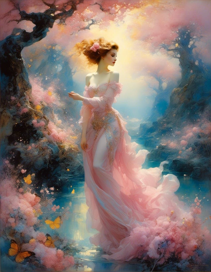 Enchanted Harlequin: Mystical Watercolor Painting