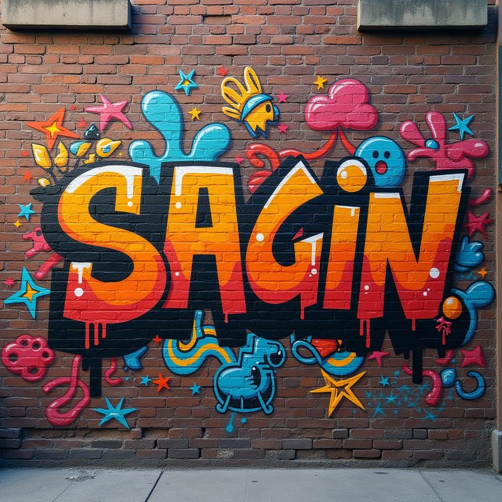 Nintendo Graffiti Art on Brick Wall in Street Art Style