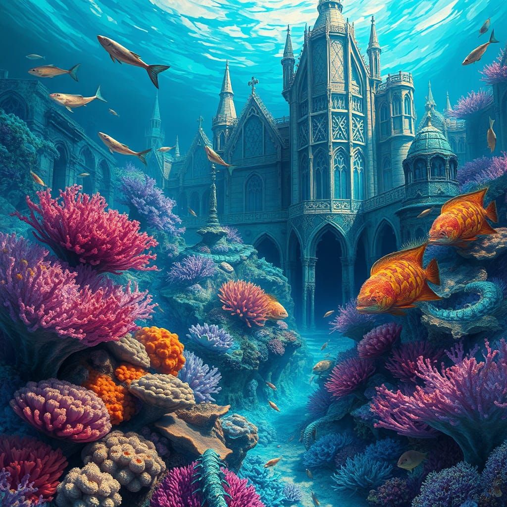 Mystical Mermaids in Gothic Coral Reef Palace