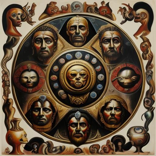 Achilles' Shield: Surrealist Oil Painting