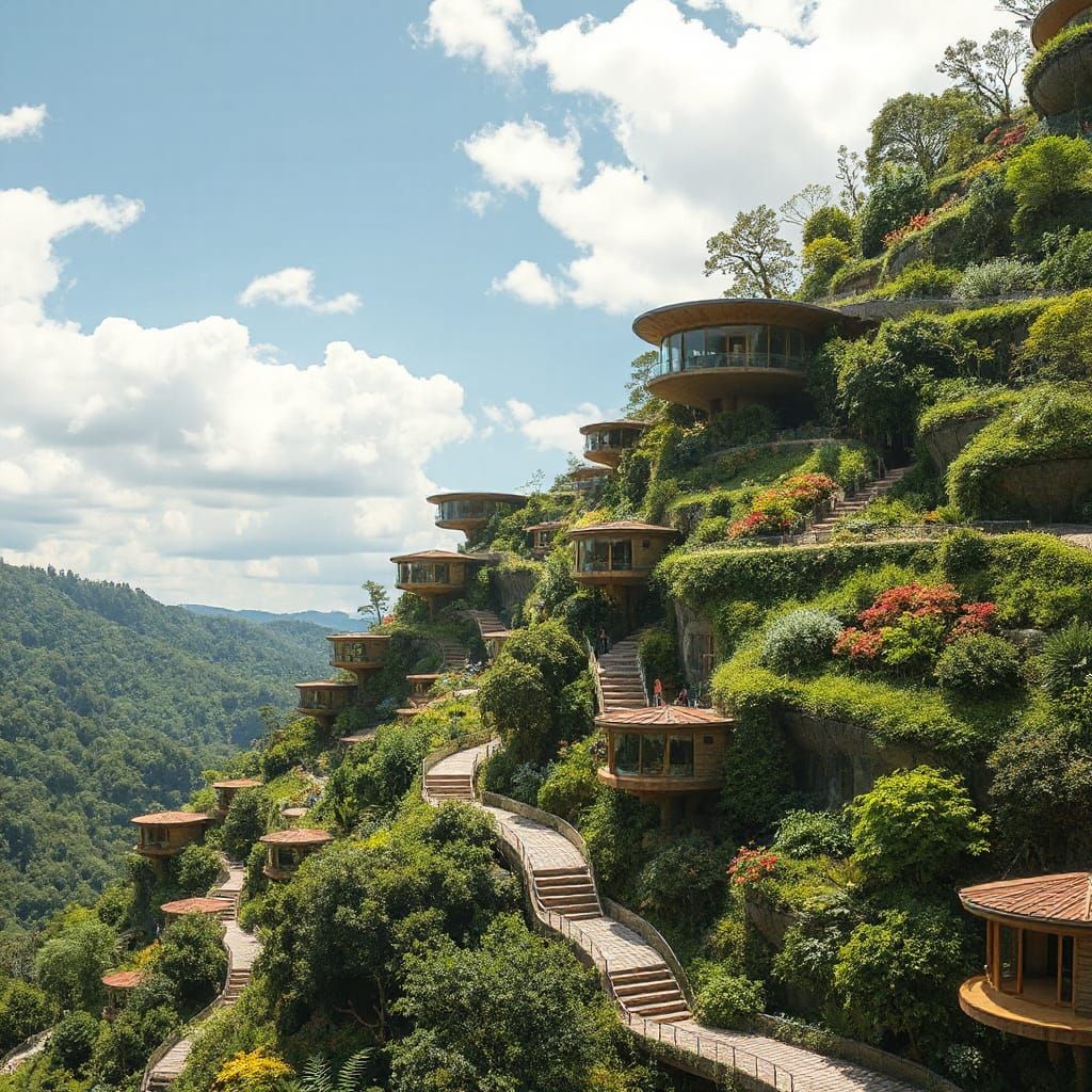 Eco-Friendly Solarpunk Village Blends with the Forest