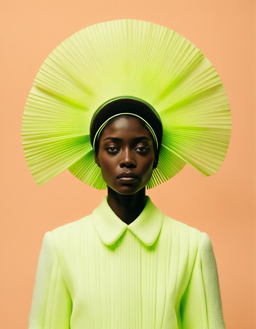 African American Woman Sculpture with Neon Equalizer