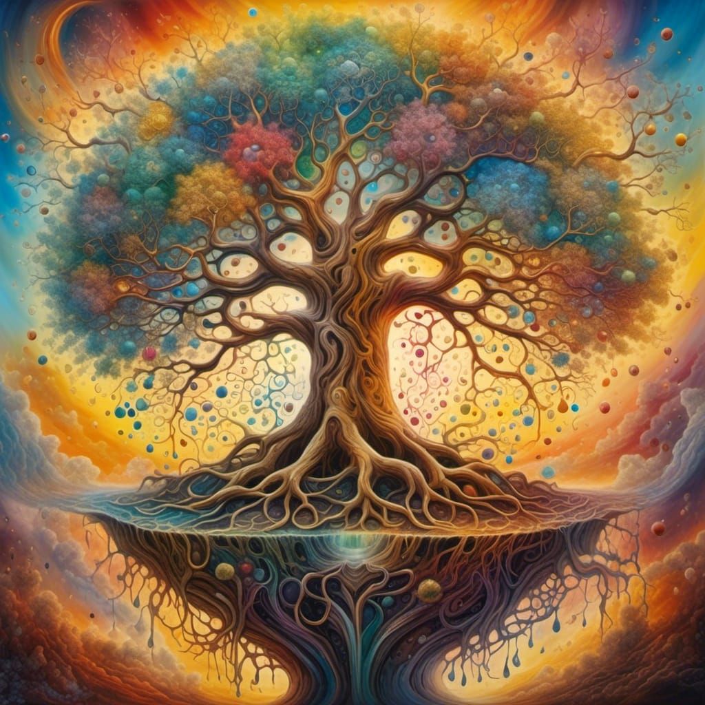 Mystical Tree of Life in Surrealist Style
