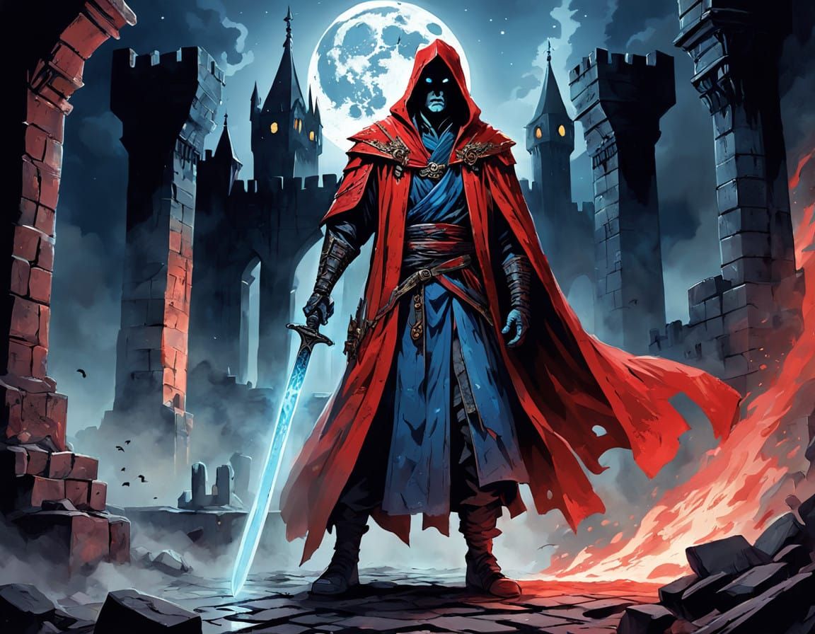 Epic Watercolor Battle of Light and Darkness