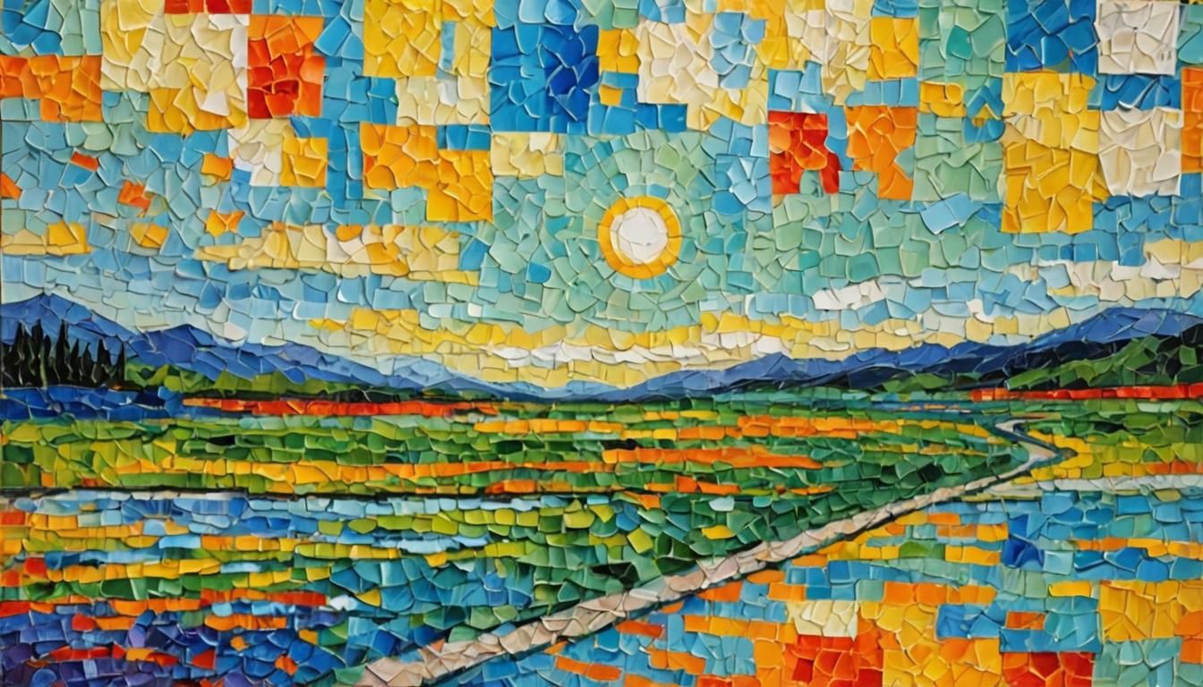 Abstract Polygon Impasto Palette Knife Artwork