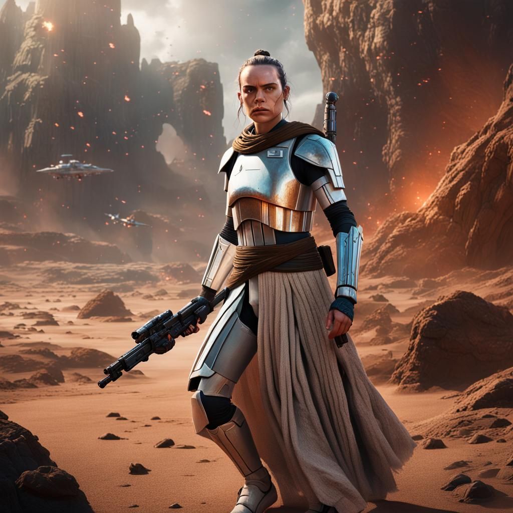 Rey Skywalker in Stormtrooper Armor: Detailed Matte Painting