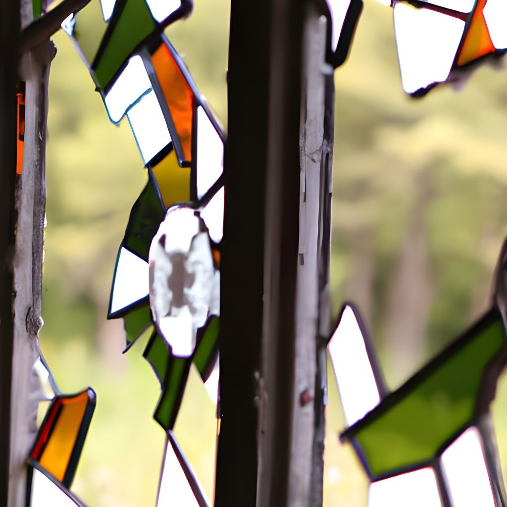 Shattered Stained Glass in War Zone