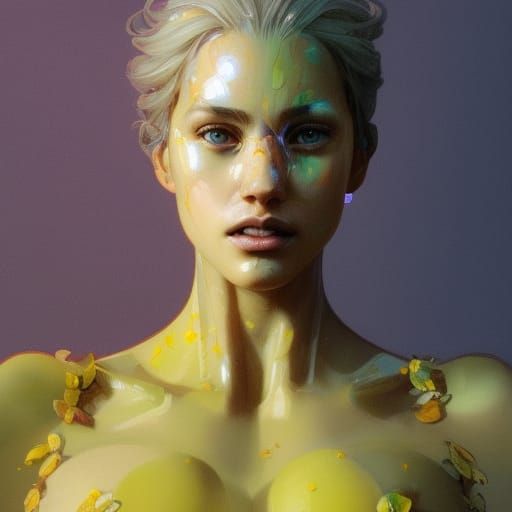 Hyperdetailed Lemon Portrait in Art Nouveau Style