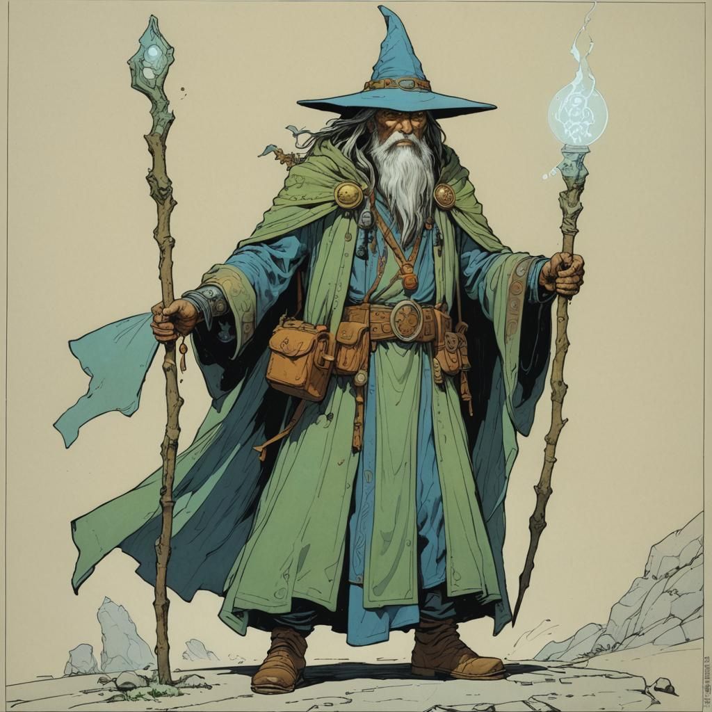 Magical Druid Wizard Path Breaker: Moebius Concept Art