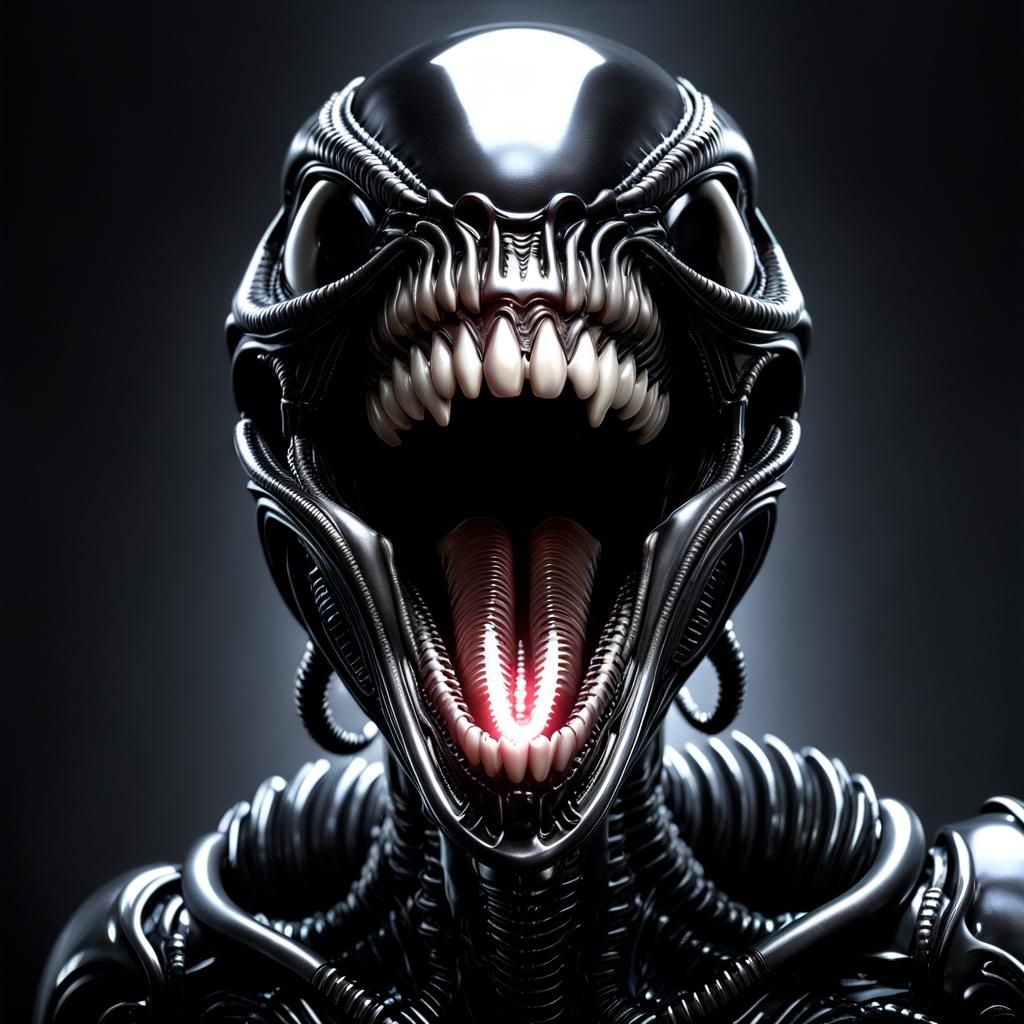 Hyperrealistic Xenomorph with Bio-Mechanical Details