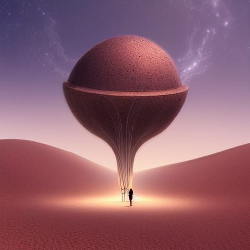 Glowing Seed Sprouts in Arid Desert Night