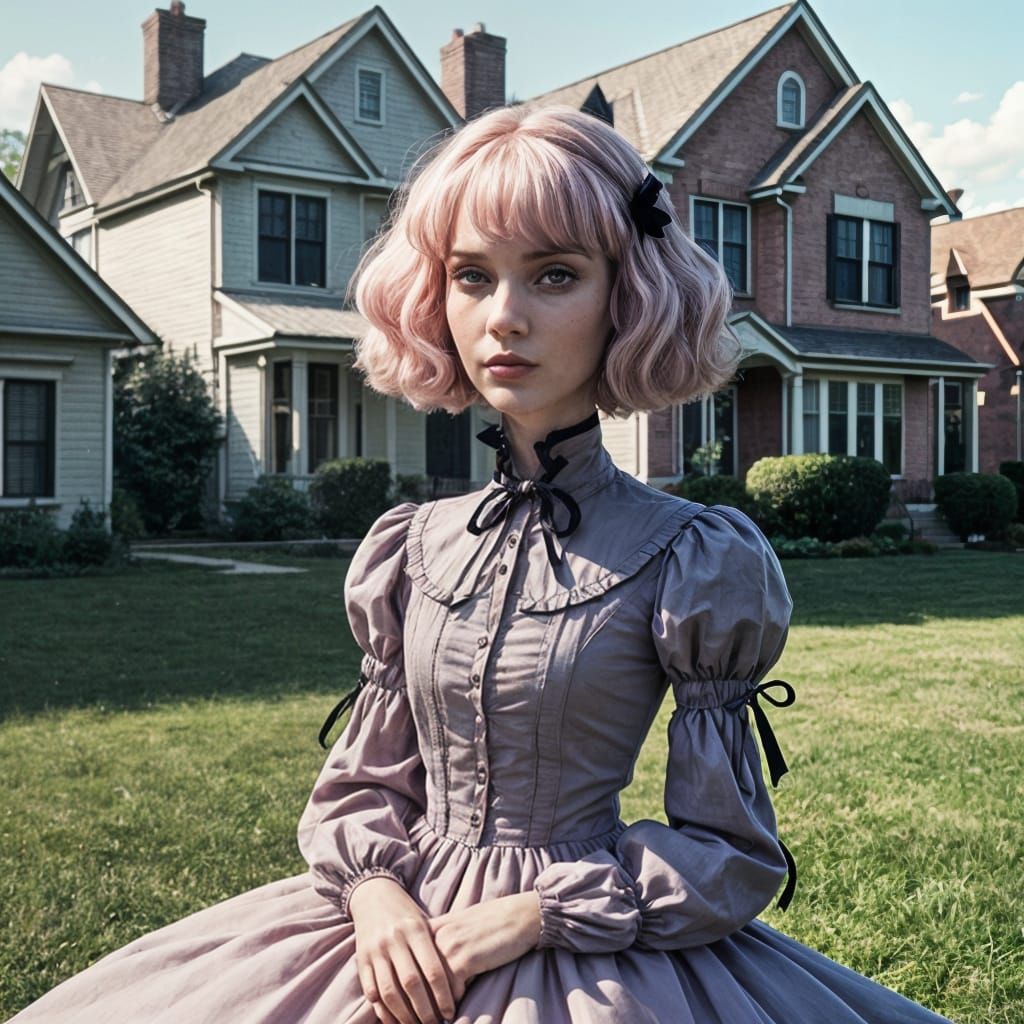 Edward Scissorhands and Friend in Suburban Gothic Style