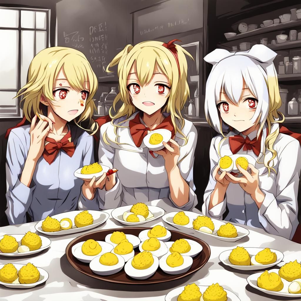 Anime Girls Eating Deviled Eggs