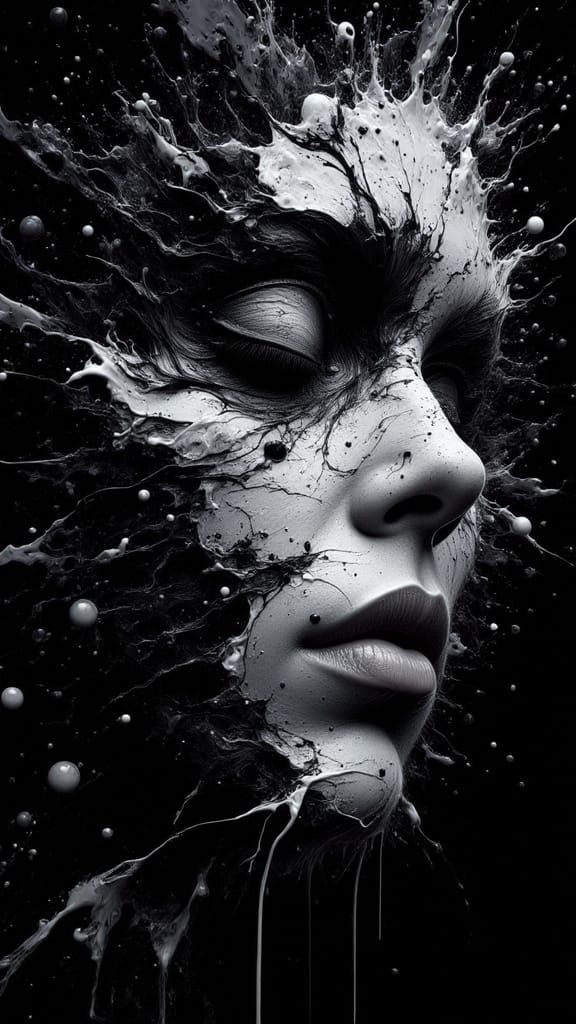 Monochromatic Witch Portrait in Rorschach Style