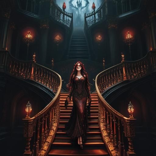 Infernal Spiral Stairway: Digital Art in Carne Griffiths Sty...