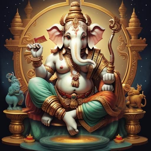 Ganesha is the son of Shiva and Parvati, the pot-bellied elephant god Ganesha is the lord of success, knowledge, and wea...