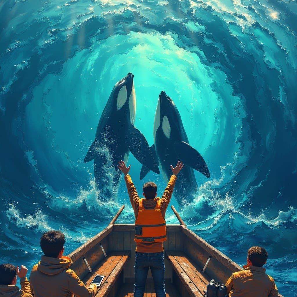 Orca Whale Breaching: A Painterly Spectacle