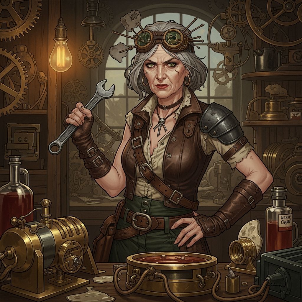 Steampunk Inventor in Workshop: Digital Art