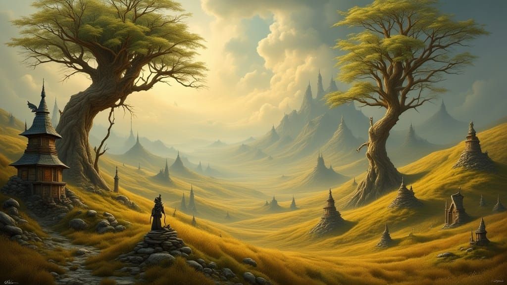 Enchanted Realmscape in Whimsical Style