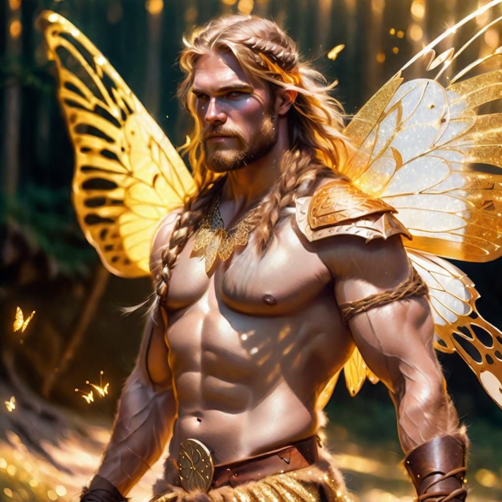 Viking Barbarian Fairy with Butterfly Wings