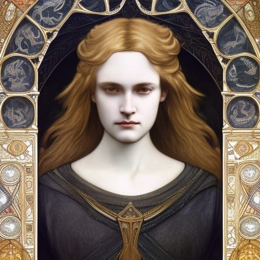 Sir Galahad's Grail Quest: Burne-Jones Style Portrait