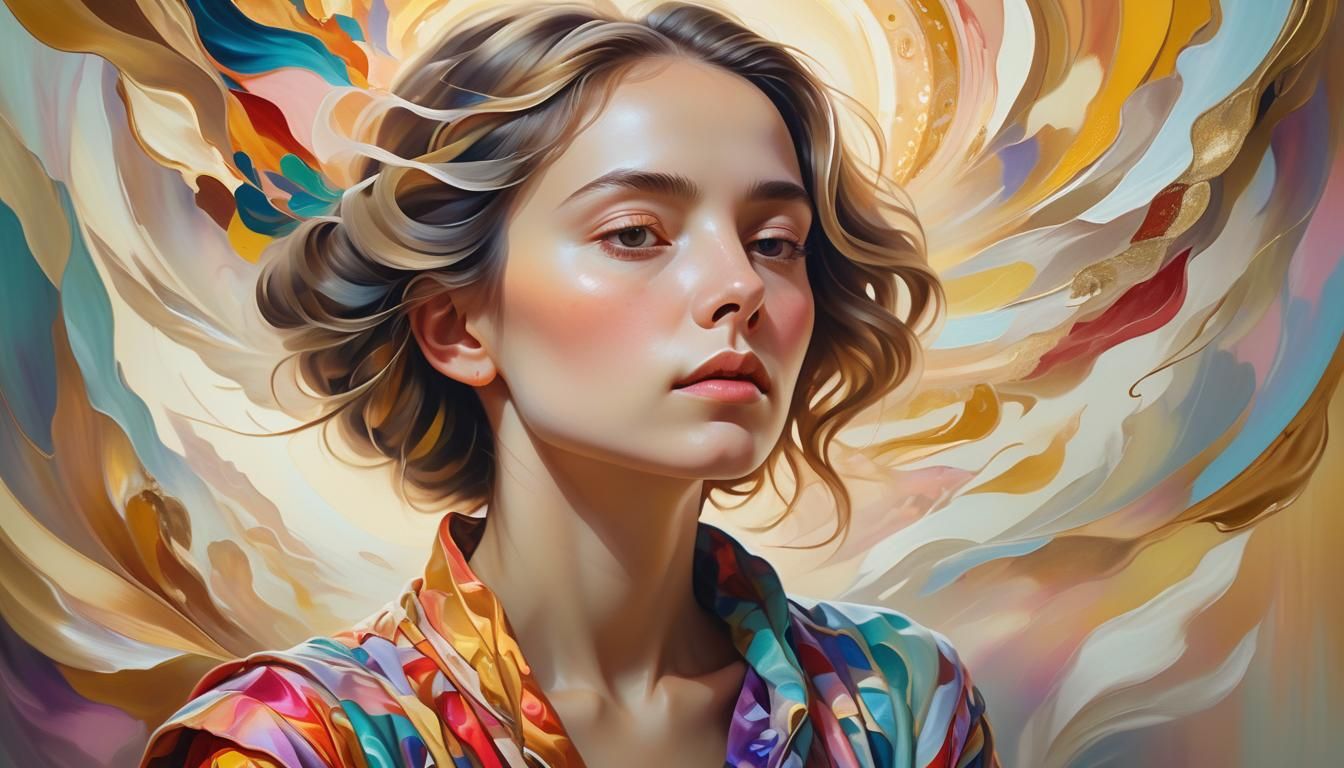 Dreamlike Portrait in Surreal Art Nouveau Style