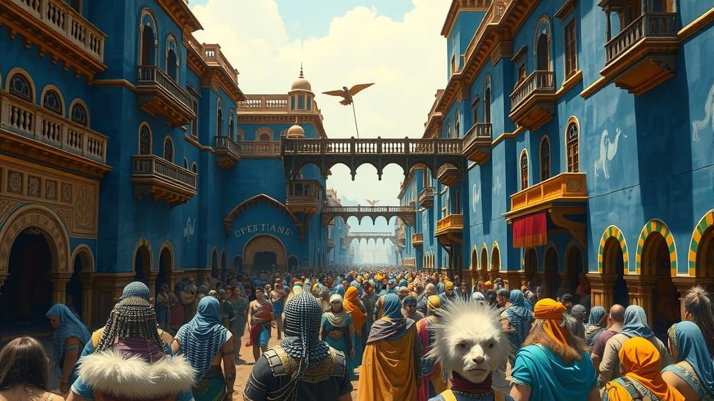 Epic Indian Medieval Cityscape in Complementary Colors