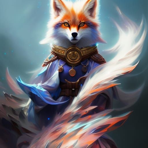 Kitsune Spirit Portrait in Detailed Fantasy Art