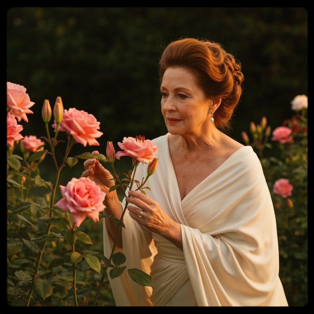 Cinematic Portrait of Woman with Roses and Lilies