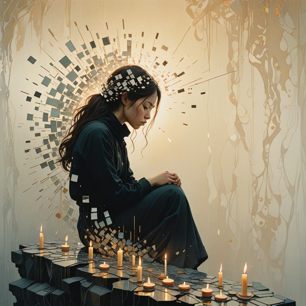 A Fragmented Soul in Soft Golden Light